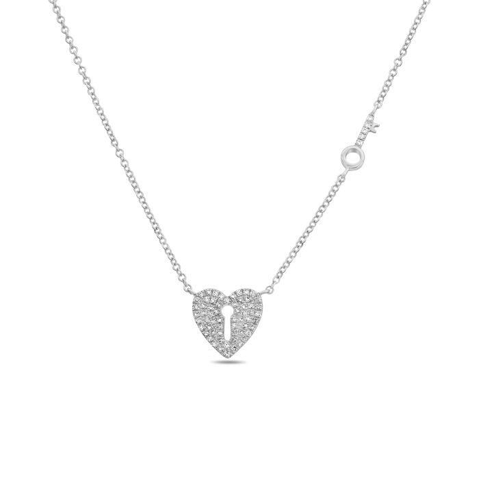Heart Lock \u0026 Key Diamond Pave Necklace