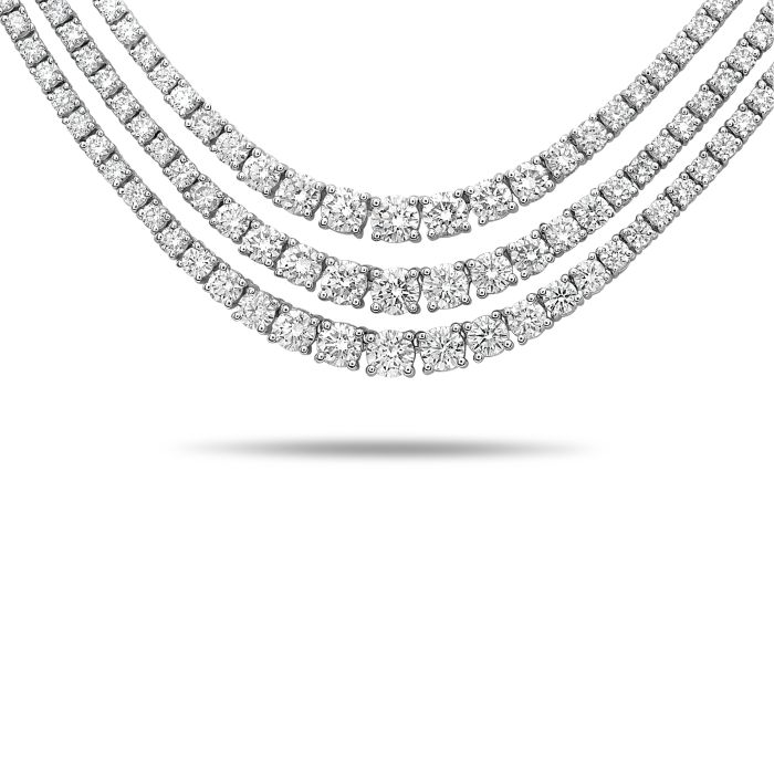 Three Row Layered Riviera White Diamond 