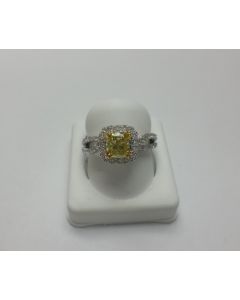 Cushion Fancy Yellow Diamond Ring