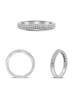 Curved White Gold Double Pave Band