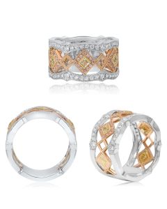 Tri-Colored Geometric Diamond Ring