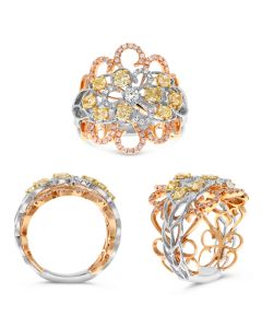 Tricolor Gold Fashion Ring with Milgrain Detail
