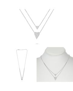 White Gold Double Diamond Hearts Necklace