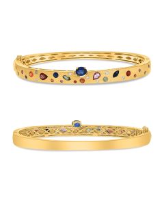 Mixed Shape Multi Colored Sapphire Bangle