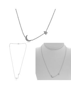 Diamond Moon & Star Necklace