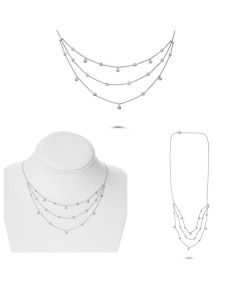 White Gold 3-Strand Necklace with Bezel Set Diamonds
