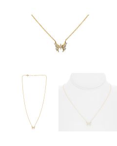 Yellow Gold Diamond Butterfly Necklace