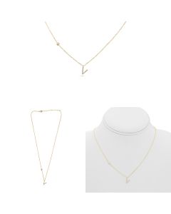 Yellow Gold Initials Necklace V