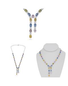 Oval Multi Colored Sapphire Necklace