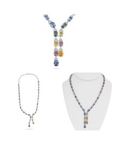 Multi Colored Sapphire Drop Necklace 