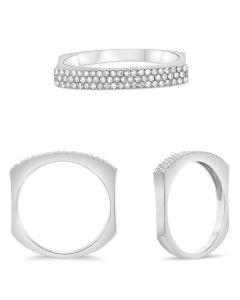 Three Row Indented Diamond Band