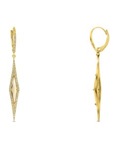 Yellow Gold Citrine and Diamond Dangle Earrings