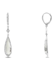 White Topaz & Diamond Teardrop Earrings