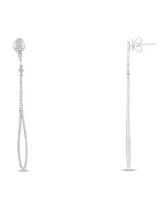 White Gold & Pave Diamond Oval Drop Earrings