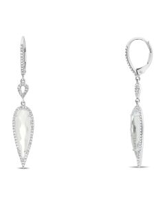 White Diamond and White Topaz Drop Earrings