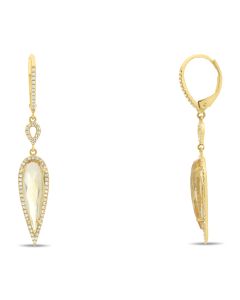 White Diamond and Citrine Drop Earrings