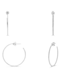 White Diamond Open Hoop Earrings