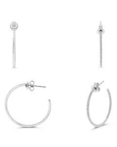 White Diamond Open Hoop Earrings