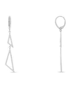 White Diamond Double Triangle Drop Earrings