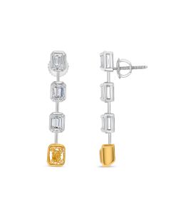 Mixed Shape Fancy Yellow Diamond Earring