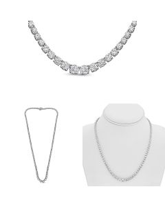 Stunning Round Diamond Rivière Necklace in 14K Gold, GIA Certified