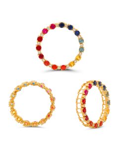 Yellow Gold Rainbow Sapphire Open Circle Pendant