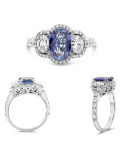 White Gold Oval Sapphire & Diamond Ring