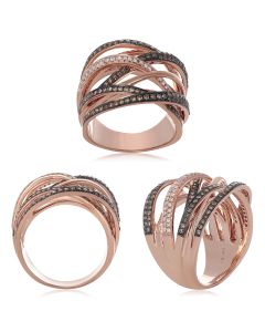 Overlapping Champagne Diamond Pave Ring