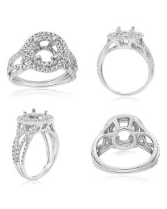 Four Prong Double Halo Engagement Setting