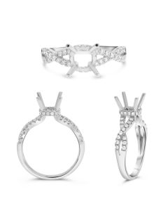 Interwoven Diamond Band Semi Mount in White Gold