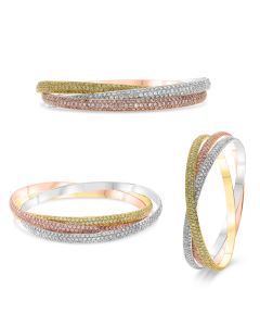 Interlocking Trio Diamond Pave Bangle 