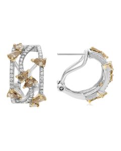 Yellow and White Gold Earrings with Champagne Diamonds