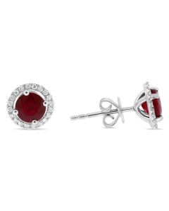 Round Ruby Earring