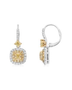 Cushion Fancy Yellow Diamond Earring