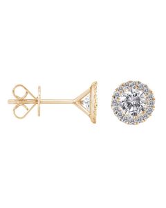 White Gold Diamond Halo Stud Earrings
