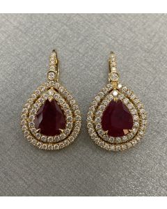 Pear Shape Ruby Earring