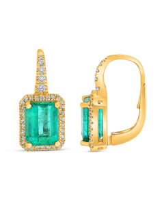 Oval Emerald Halo Drop Earrings