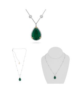 Pear-shaped Emerald Diamond Necklace
