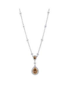 Pear Shape Champagne Diamond Necklace