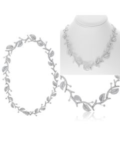 White Gold & Diamond Leaf Necklace