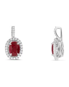 Oval Ruby & Diamond Halo Pendant