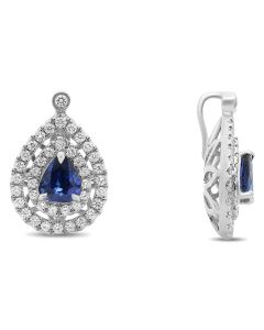 Pear-shaped Blue Sapphire Split Halo Pendant