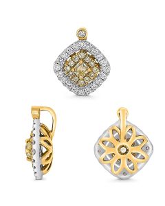 Cushion Cut Yellow Diamond Pendant