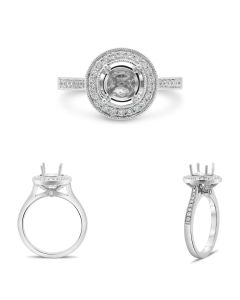 Round White Gold Milgrain Engagement Setting