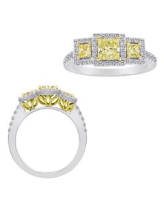 Cushion Fancy Yellow Diamond Ring