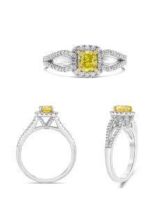 Cushion Fancy Yellow Diamond Ring