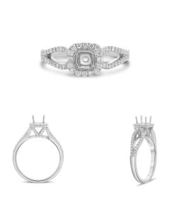 White Gold Open Shank Halo Engagement Setting