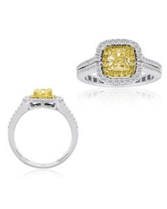 Cushion Fancy Yellow Diamond Ring