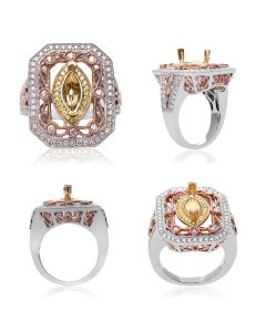 Marquise Fancy Yellow/Pink Diamond Ring