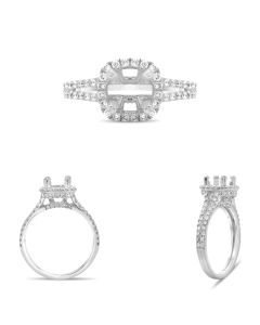 White Gold Diamond Halo Engagement Setting